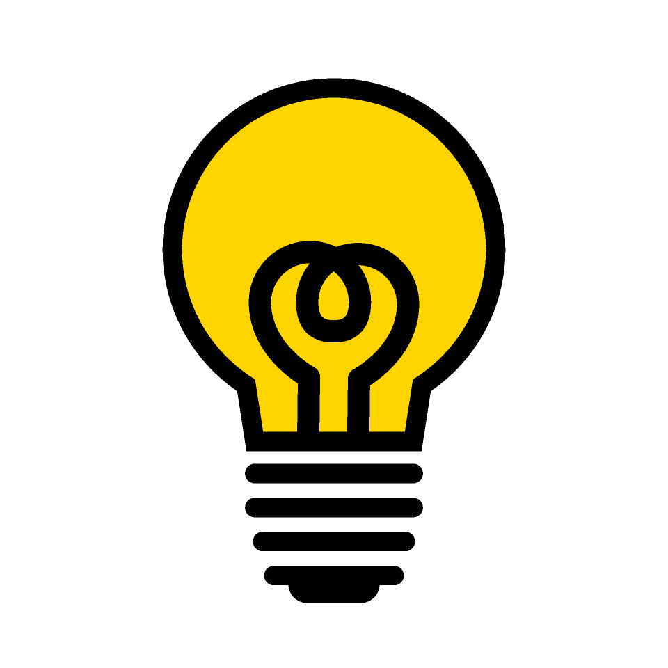 黄色く光る電球のアイコン